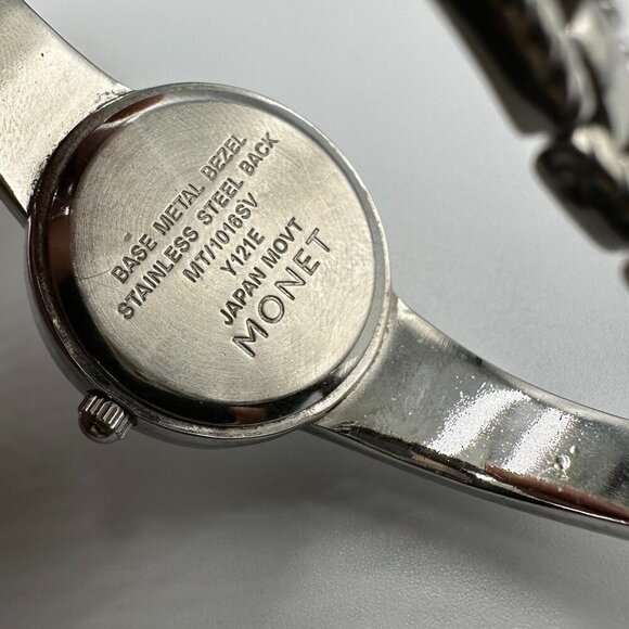 3/$30 Monet Watch Women Silver Tone Round White Dial New Battery 6.5 Inch - Picture 6 of 11